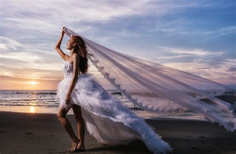 Wallpaper Sunlight Women Outdoors Model Sea Asian Beach Dress Blue Brides Dance