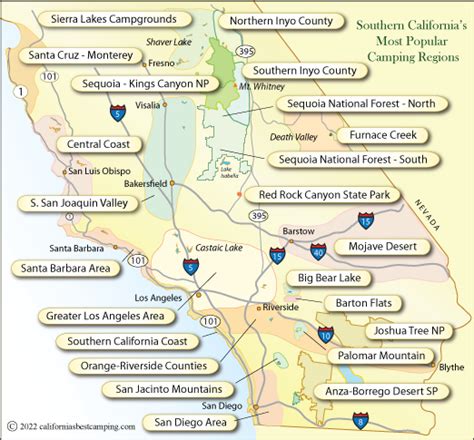 Southern California Campgrounds Map Californias Best Camping