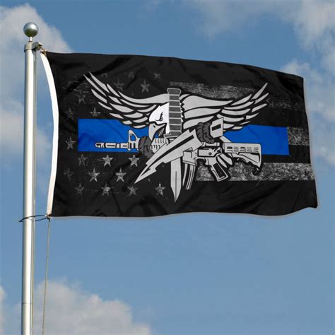 Police Swat Thin Blue Line Flag