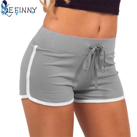 sportes fast drying drawstring women shorts casual anti emptied cotton contrast elastic waist
