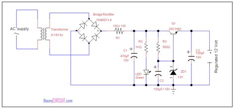 To construct a zener diode voltage regulator and measure its line and load regulation. 12 Volt Regulated power supply circuit using zener diode