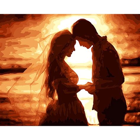 Diy Painting By Numbers Couple Romantic Beach Sunset