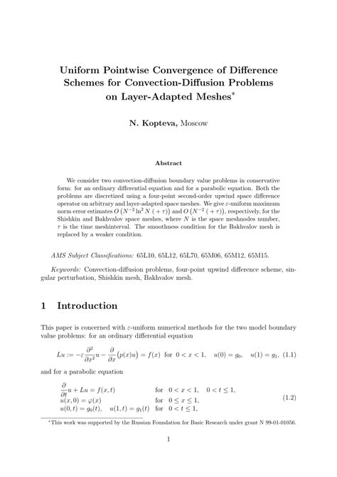 Pdf Uniform Pointwise Convergence Of Difference Schemes For