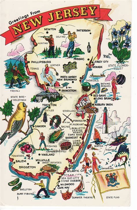 Map On Postcard New Jersey Usa Chroniclesofemilia