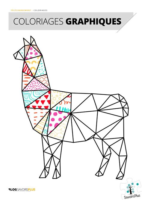 an animal made out of geometric shapes with the words coloriages