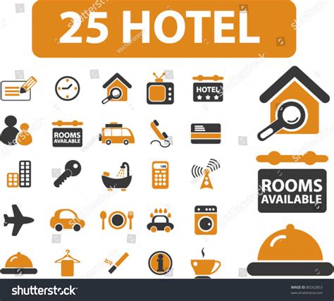 25 Hotel Icons Signs Vector Illustration 80262853 Shutterstock