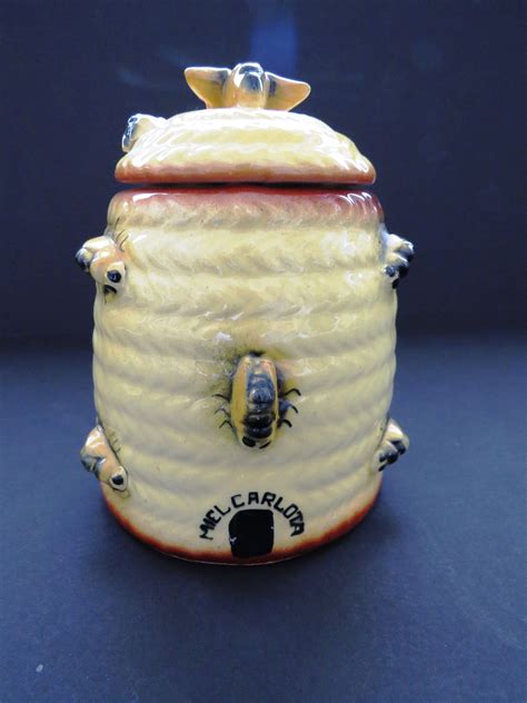 Vintage Honey Pot With Lid By Miel Carlota Bee Jelly Jam Jar 2