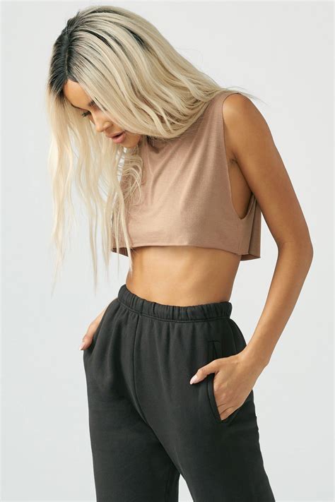 Cropped Muscle Tank In Tube Top Outfits Joah Brown Cropped Tube Top