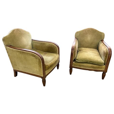 Pair Of French Art Deco Club Chairs At 1stdibs