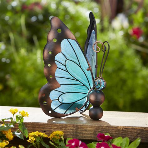 A butterfly garden is an easy way to see more butterflies and to help them, since many natural butterfly habitats have been lost to human activities like building homes, roads and farms. Essential Garden Solar Butterfly Decoration - Teal