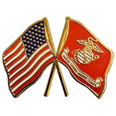 M 28 Us Marine Corps And American Flag Cloisonné Lapel Pin Us Marine