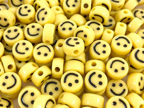 10mm Smiley Face Beads Emoji Beads Happy Face Acrylic Etsy