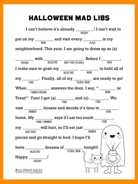 No need for a genie in a bottle or a crystal ball, let our mad libs fortune teller predict your future. Halloween Mad Libs Printable - My Sister's Suitcase