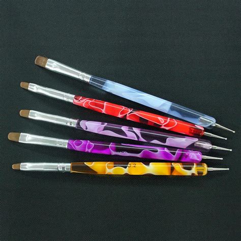 5pcs Acrylic Nail Brush Nail Art Dotting Tool Uv Gel Nails Polish
