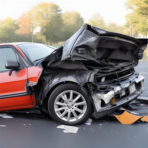 Premium Ai Image Red Car Accident On A Road With Another Car Road Danger