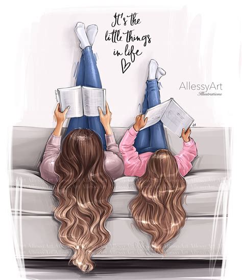 Mother And Daughter Life Instant Download Fashion Illustration Etsy