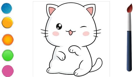 Cute Cat Drawing Painting For Kids How To Draw Cute Cat Kawaii Cat