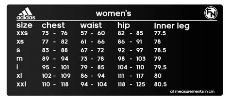 Adidas Size Chart Womens Clothing