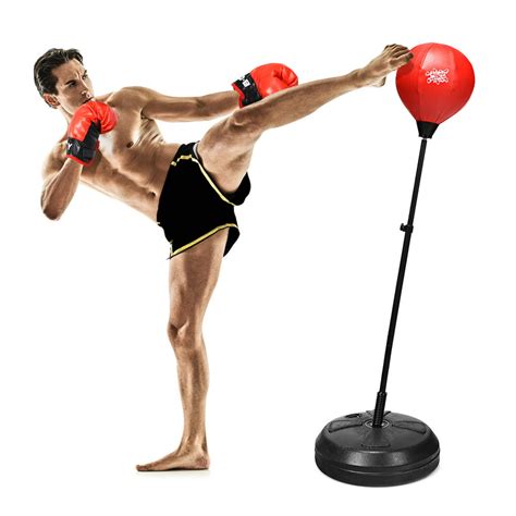 Costway Boxing Punching Bag Wheight Adjustable Stand Boxing Gloves