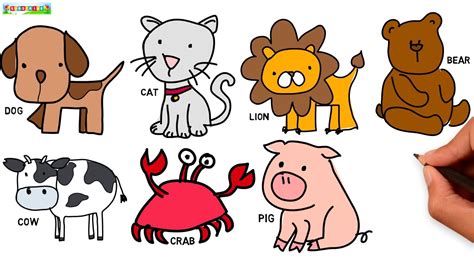 Cute Animals To Draw For Kids Cute Animals Cute Simple Portraits Of