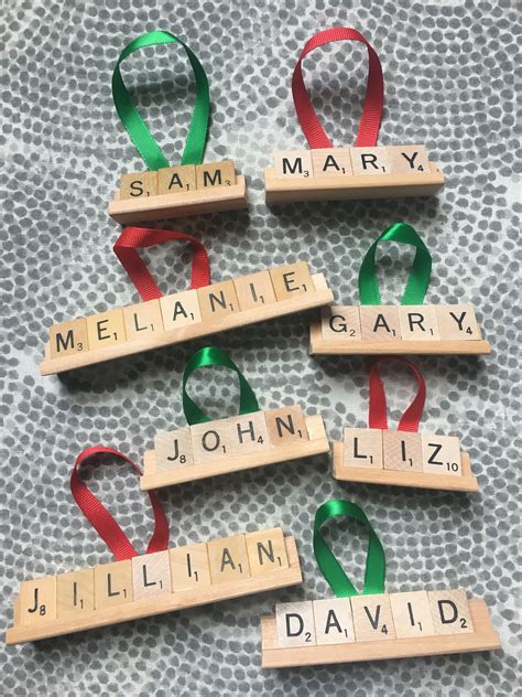 Personalized Scrabble Ornament Etsy Dollar Store Christmas Crafts