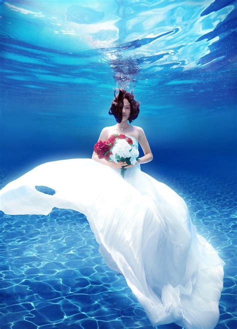 Wedding Dress Under Water Water Artwork Underwater