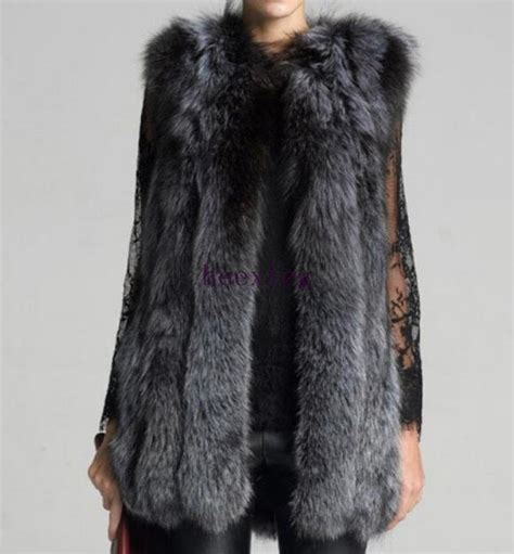 womens faux fox fur sleeveless vest mid long fashion outwears slim warm coat sz sleeveless