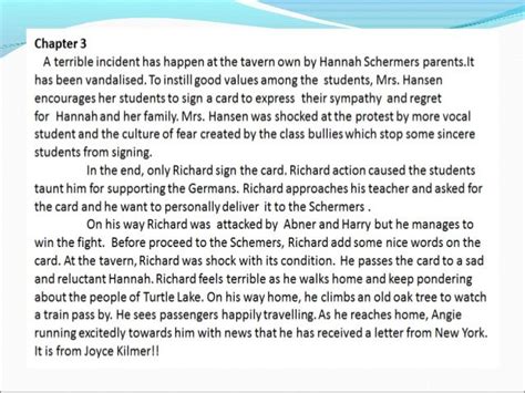 In the novel, dear mr.kilmer, the story highlights some moral values such as family responsibility, mutual understanding, love and patriotism. Mr kilmer summary | Teacher guides, Summary, Mister