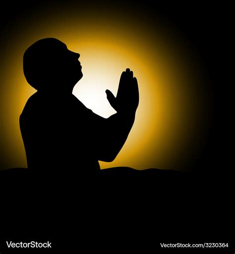 Man Praying Black Silhouette Royalty Free Vector Image