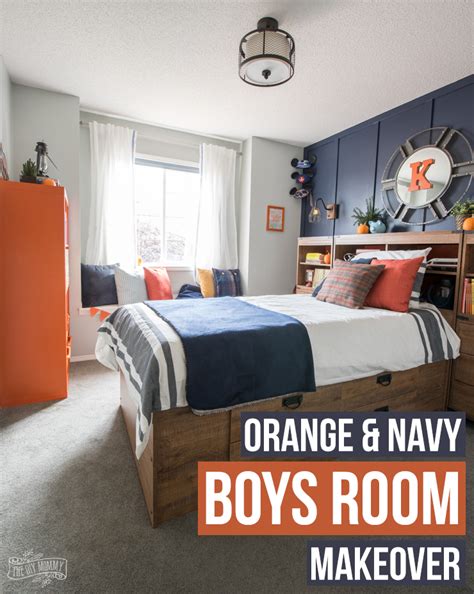 A Modern Navy And Orange Nautical Kids Room Makeover The Diy Mommy