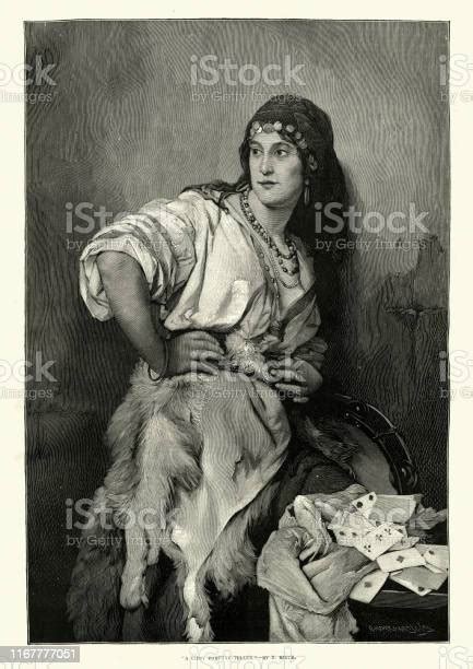 Gypsy Fortune Teller Victorian 19th Century Stock Illustration