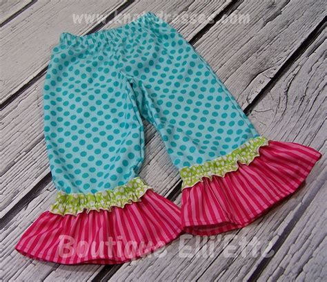 Girls Ruffle Pants Polka Dots And Ruching Whimsy Daisies Collection