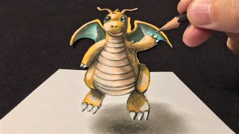 Drawing 3d Dragonite Dragon Pokemon 3d Art Youtube