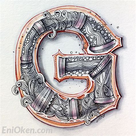 The Letter G Eni Oken Zentangle Patterns Lettering Zentangle