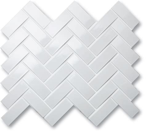Building Supplies 1x3 High Gloss Polished Finish White Herringbone Porcelain Mosaic Tile Walls