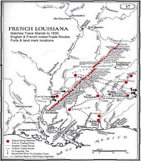 Map Of Early Mississippi And Louisiana Stands And Forts Natchez