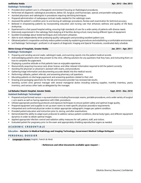 radiologic technologist resume examples and template with job winning tips