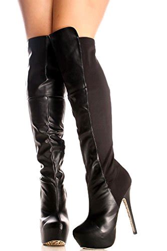 Buy Lolli Couture Faux Leather Side Zipper Over The Knee Platform High