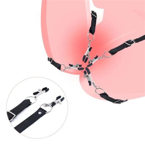 Bondage Restraint Labia Wrap Around Thigh Spreader Straps With Vagina Clamps Toy Ebay