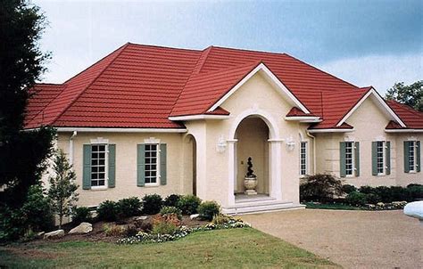 Metro Roof Metal Red Tile In 2020 Exterior House Colors Red Roof