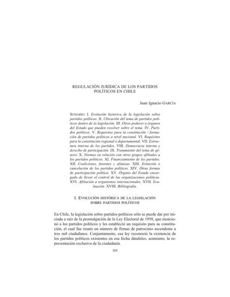 Regulación juridica de los partidos politicos en Chile