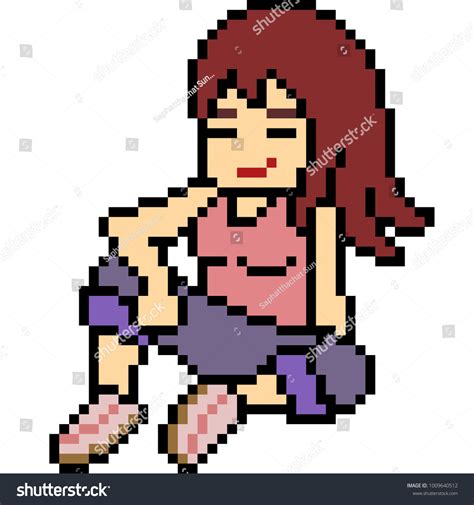 Vector Pixel Art Woman Sit Chill Stock Vector Royalty Free 1009640512