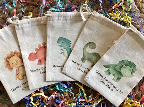 Set Of 10 Baby Dinosaur Party Favor Bags Personalized Favors Etsy
