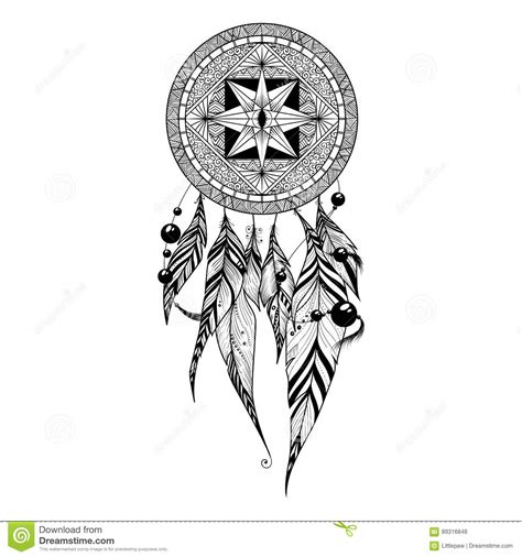 Dream Catcher With Feathers Ethnic Design Vector Illustration Stock