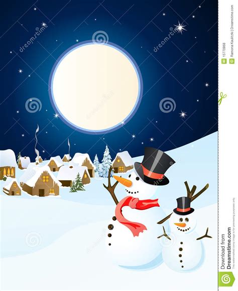 Winter Scene Christmas Card Stock Illustration