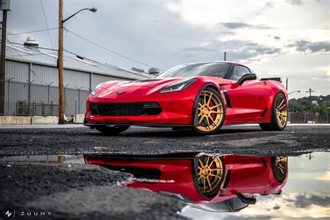 Red Z06 Corvette On Bronze Adv1 Custom Rims — Gallery