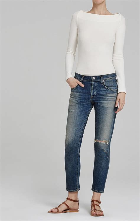 Citizens Of Humanity Elsa Mid Rise Slim Fit Crop In Break Em In Citizensofhumanity Cloth