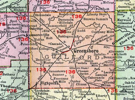 Guilford County North Carolina 1911 Map Rand Mcnally Greensboro