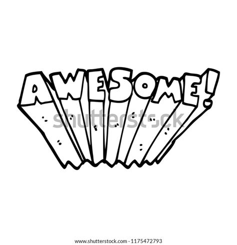 Line Drawing Cartoon Awesome Word Stock Vector Royalty Free