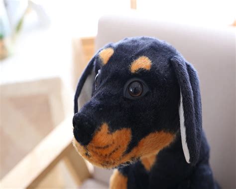 Realistic Black Dog Plush Stuffed Toy Furvenzy